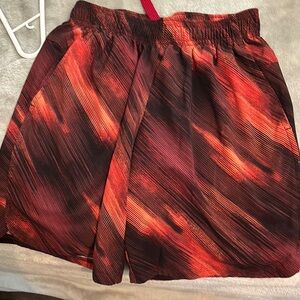 Vibrant Red and Black Athletic Shorts